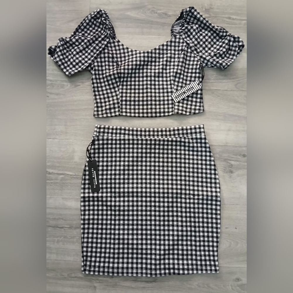 Haute Monde Black and White Skirt Set